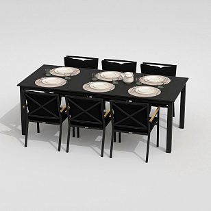Обеденная группа Ideal Patio Dolla Festa Plus 220 Цвет: карбон, чёрный, садовая мебель