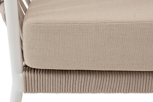 Кресло 4SIS Диего Каркас белый муар, роуп бежевый круглый, ткань бежевая 035, садовая мебель