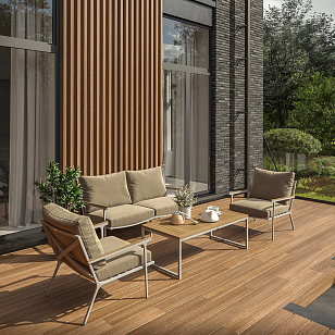 Лаунж зона Gardenini Premium Calma Белый / Бежевый для дачи Лаунж зона Gardenini Premium Calma Белый / Бежевый, садовая мебель