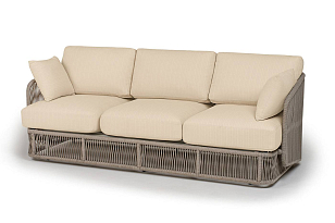 Диван 4SIS трехместный Альбано, светло-серый муар, роуп серый меланж, ткань Mossle светло-бежевая, садовая мебель