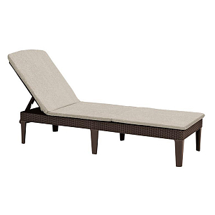 Лежак для загара Keter Jaipur коричневый с матрасом, садовая мебель