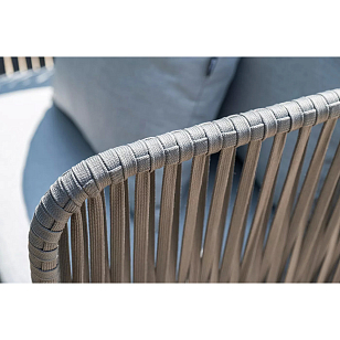 Кресло 4SIS Багамы, каркас темно-серый муар, роуп серый, ткань светло-серая, садовая мебель