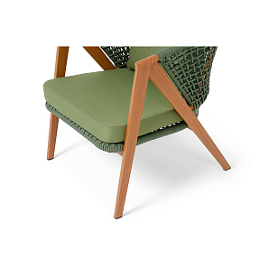 Кресло 4SIS Амстердам, каркас под дерево, роуп зеленый, ткань зеленая, садовая мебель