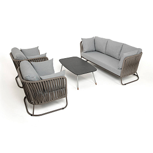 Лаунж-зона 4SIS Багамы, каркас бежево-серый, роуп серо-коричневый, садовая мебель