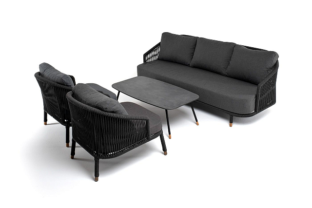 Лаунж-зона 4SIS Верона 5-местная, каркас темно-серый, роуп темно-серый 