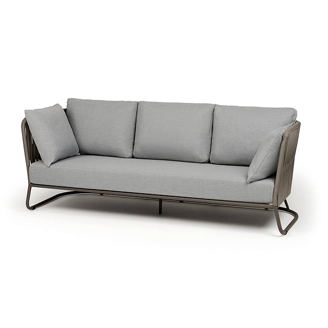 Диван 4SIS Багамы 3-местный, каркас бежево-серый муар, роуп серо-коричневый, ткань светло-серая 