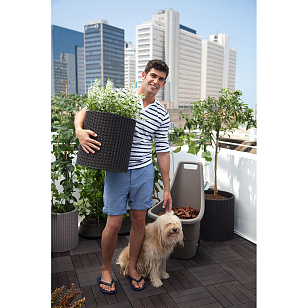 Цилиндрическое кашпо Keter 3 size (3 шт.) Цвет: антрацит, уличное оборудование