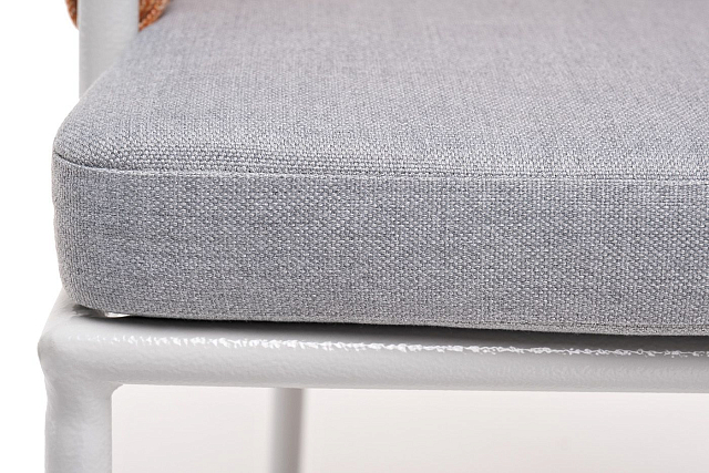 Стул 4SIS Диего из роупа, каркас светло-серый шагрень, роуп оранжевый меланж, ткань светло-серая 