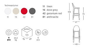 Стул барный Scab Design Piu Цвет: тортора, садовая мебель
