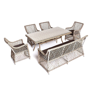 Обеденная группа 4SIS Катания на 6 персон, цвет бежевый, садовая мебель