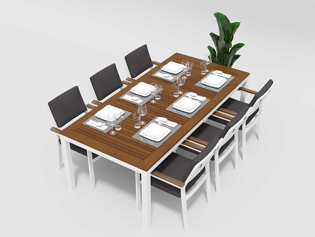 Обеденная зона Gardenini Bella 220 Белый / Антрацит 