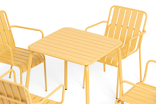 Обеденная группа на 4 персоны 4SIS Гелиос, цвет желтый, садовая мебель