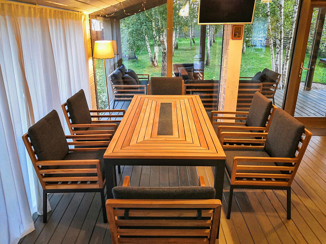 Стол Ideal Patio Egmont 180 Цвет: темно-серый, натуральный 