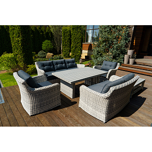 Лаунж зона Lite Venezia (2 дивана, 2 стола, 2 кресла) Цвет: серый, садовая мебель