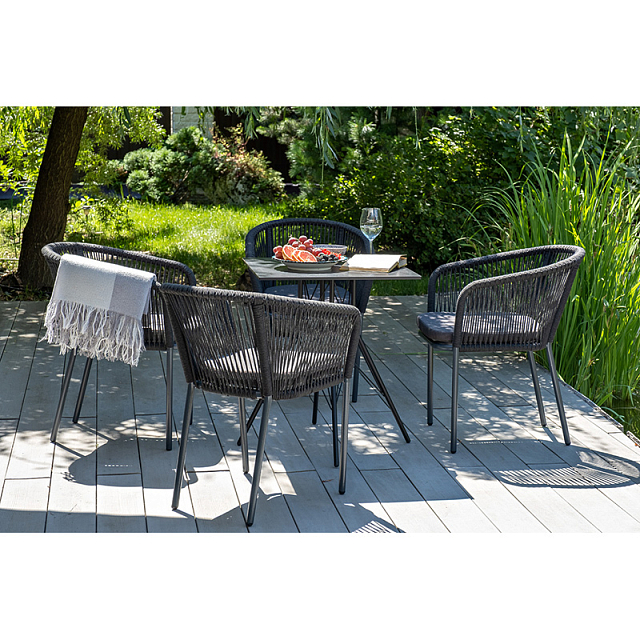 Обеденная группа 4SIS Конте-М с квадратным столом Цвет: серый гранит 