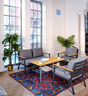 Диван Joygarden Concorde двухместный темный графит для дачи Диван Joygarden Concorde двухместный темный графит, садовая мебель