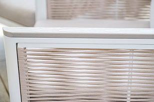 Кресло 4SIS Сан Ремо, каркас, каркас белый, роуп бежевый, ткань бежевая