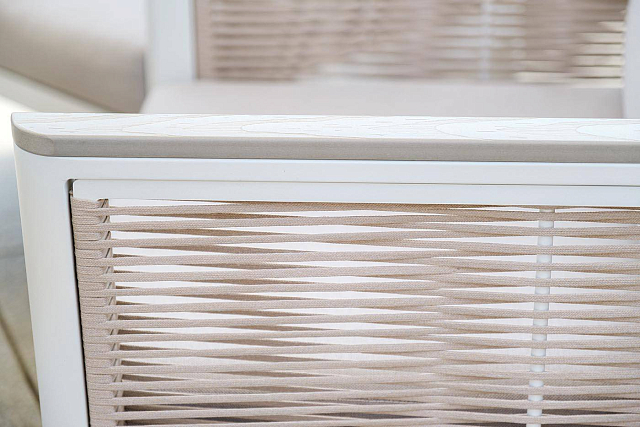 Кресло 4SIS Сан Ремо, каркас, каркас белый, роуп бежевый, ткань бежевая 