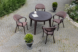 Стол Osaka с пластиковым верхом Ø110 Цвет Кофе, садовая мебель