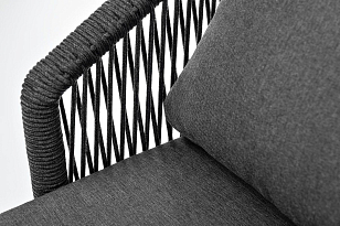 Кресло 4SIS Мадрид, каркас алюминий темно-серый муар, роуп темно-серый, ткань темно-серая 027 для дачи Кресло 4SIS Мадрид, каркас алюминий темно-серый муар, роуп темно-серый, ткань темно-серая 027, садовая мебель