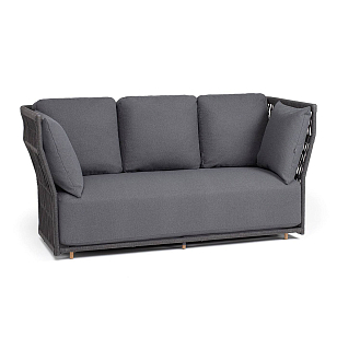Диван 4SIS трехместный Лугано, темно-серый муар, роуп темно-серый, ткань темно-серая, садовая мебель