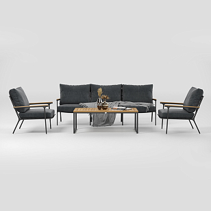 Лаунж зона Gardenini Premium Calma Long Карбон / Антрацит, садовая мебель