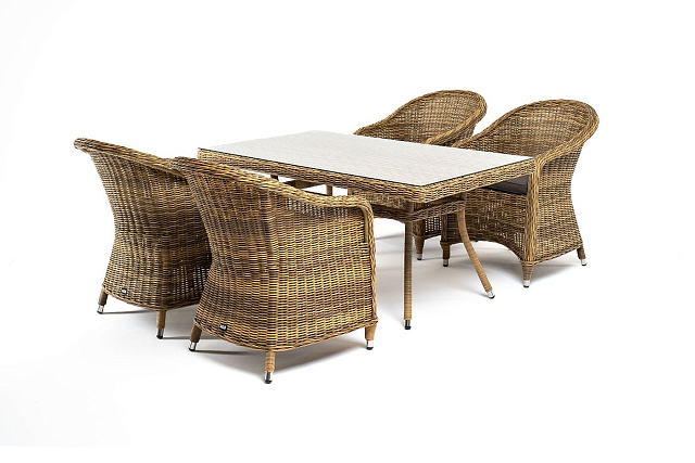 Обеденная группа 4SIS Латте-140 R, цвет соломенный 