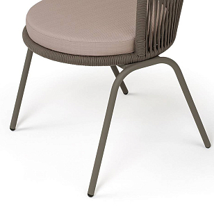 Стул 4SIS Люксембург, каркас бежево-серый муар, роуп коричневый, ткань бежевая, садовая мебель