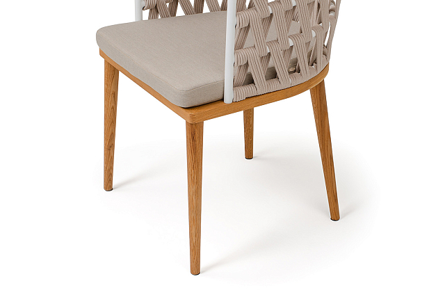Стул 4SIS Диего из роупа, основание дуб, каркас белый, роуп бежевый, ткань бежевая 