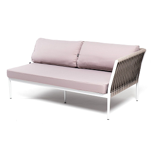 Левый модуль 4SIS Касабланка из роупа, каркас алюминий светло-серый муар, роуп серо-коричневый, ткань бежевая 052, садовая мебель