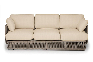 Диван 4SIS трехместный Альбано, светло-серый муар, роуп серый меланж, ткань Mossle светло-бежевая, садовая мебель