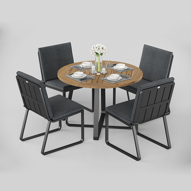 Обеденная зона Gardenini Premium Primavera Карбон / Темно-серый со стульями Voglie 