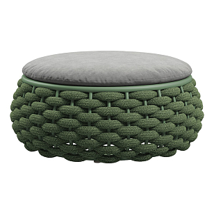 Пуф-столик плетеный с подушкой Tagliamento Pouf Цвет: зеленый, светло-серый, садовая мебель