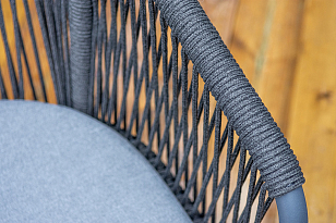 Обеденная группа 4SIS Романо на 6 персон, каркас темно-серый, роуп темно-серый, садовая мебель