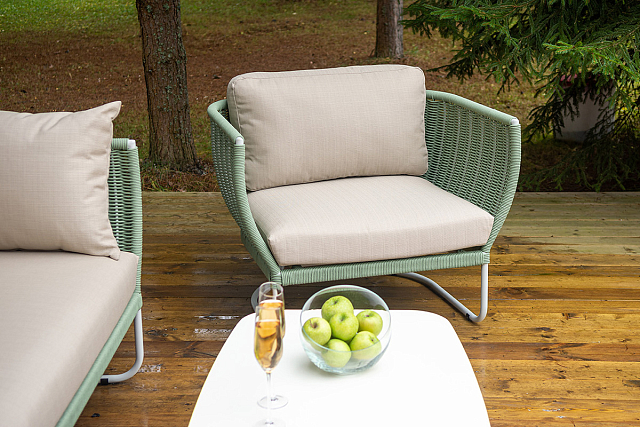 Лаунж-зона 4SIS Фиджи 5-местная, каркас светло-серый, роуп зеленый 