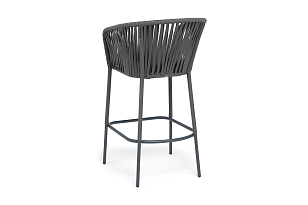 Стул барный 4SIS Бордо, каркас темно-серый муар, роуп серый, ткань темно-серая, садовая мебель