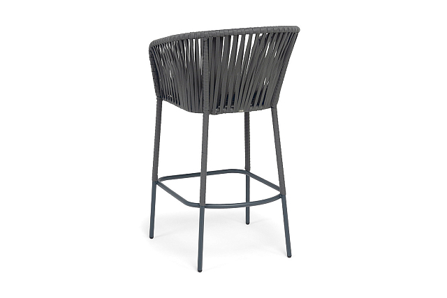 Стул барный 4SIS Бордо, каркас темно-серый муар, роуп серый, ткань темно-серая 