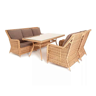 Обеденная группа 4SIS Гляссе, цвет соломенный, садовая мебель