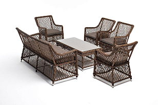 Лаунж-зона 4SIS Асти на 6 персон, цвет коричневый, садовая мебель