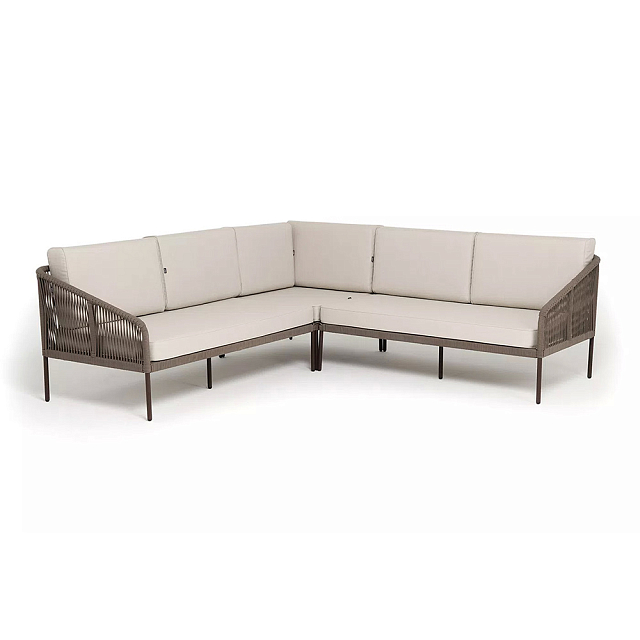 Диван модульный 4SIS Канны, каркас коричневый (RAL8016) муар, роуп коричневый круглый, ткань бежевая 035 