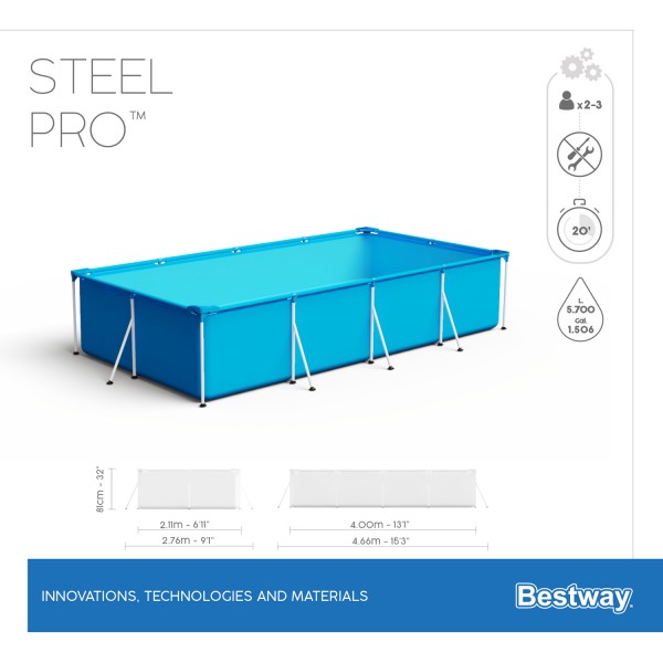 Бассейн каркасный Bestway Steel Pro 400 х 211 х 81 для серфинга
