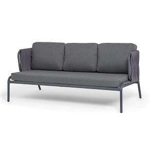 Кресло из роупа 4SIS Ронда, каркас темно-серый (RAL7024) муар, роуп серый 40 мм tex, ткань темно-серая 027, садовая мебель