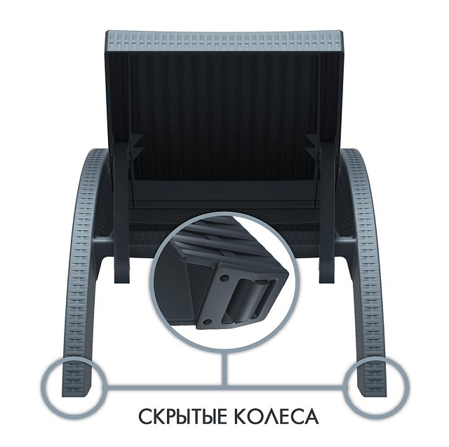 Шезлонг с матрасом GS 1009 (Fiji) Siesta Contract Цвет: антрацит, слоновая кость 