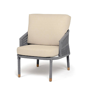 Кресло 4SIS Верона, каркас светло-серый муар, роуп светло-серый, ткань Mossle светло-бежевая, садовая мебель