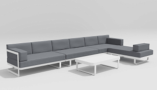 Лаунж зона Gardenini Hacienda Белый / Серый для дачи Лаунж зона Gardenini Hacienda Белый / Серый, садовая мебель