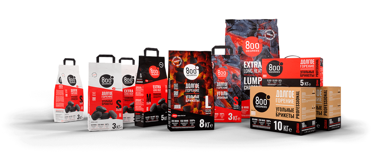 Угольные брикеты 800 DEGREES EXTRA LONG HEAT, 3 КГ