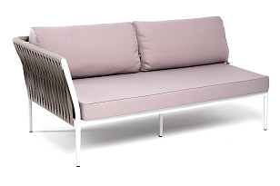 Правый модуль 4SIS Касабланка из роупа, каркас алюминий светло-серый муар, роуп серо-коричневый\, ткань бежевая 052, садовая мебель