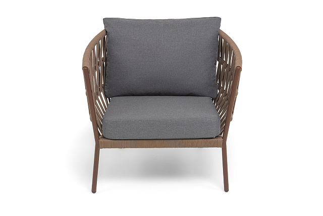 Кресло из роупа 4SIS Диего, каркас коричневый, роуп коричневый, ткань темно-серая 