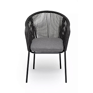 Стул 4SIS Лион, каркас темно-серый муар, роуп темно-серый, ткань темно-серая 027, садовая мебель