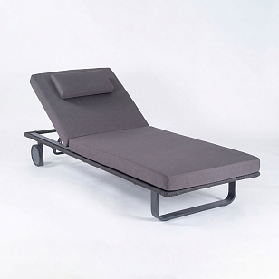 Шезлонг КОСТА С на колесах, каркас карбон, матрас антрацит (с подушкой), садовая мебель